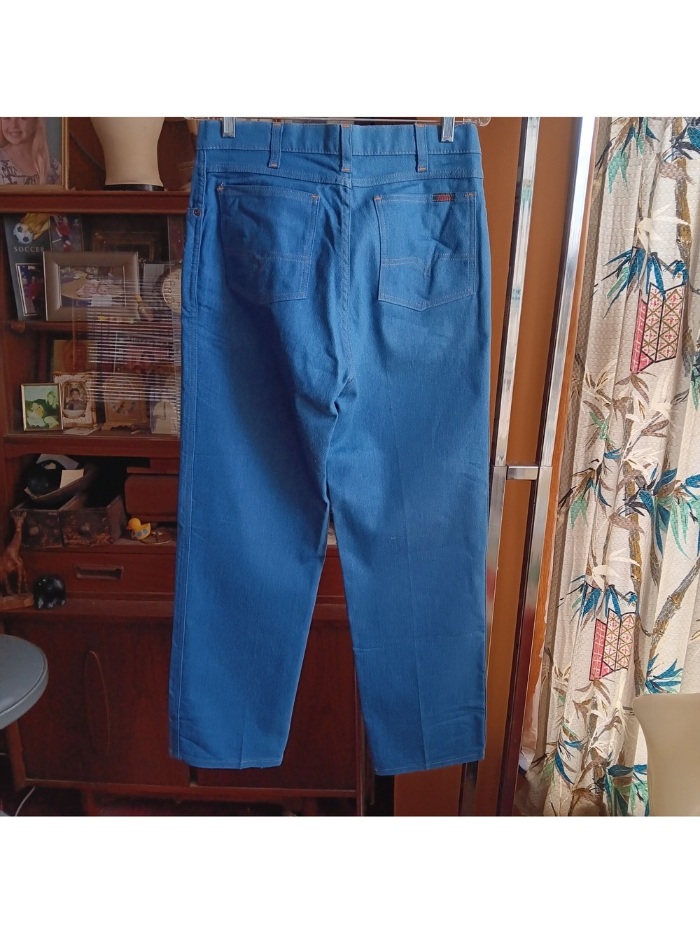 Straight-Leg Jeans 31x30 Men's Vintage 80's Disco Pocket Orange Stitching Boho